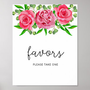 Poster Aquarelle rose faveurs s'il vous plaît prendre un