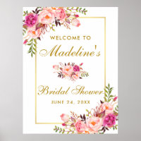 Aquarelle rose Fête des mariées Florale Bienvenue