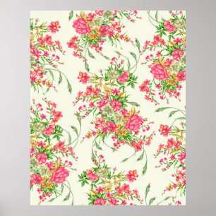 Poster aquarelle rose fleur motif abstrait, art, dos