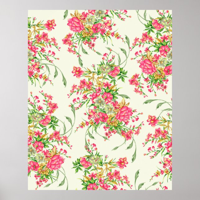 Poster aquarelle rose fleur motif abstrait, art, dos (Devant)