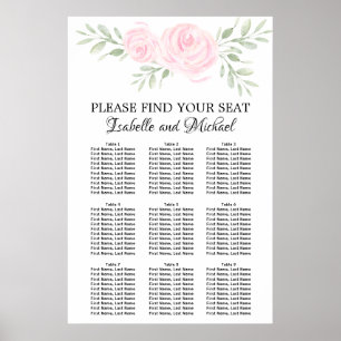 Poster Aquarelle rose Floral 9 tables