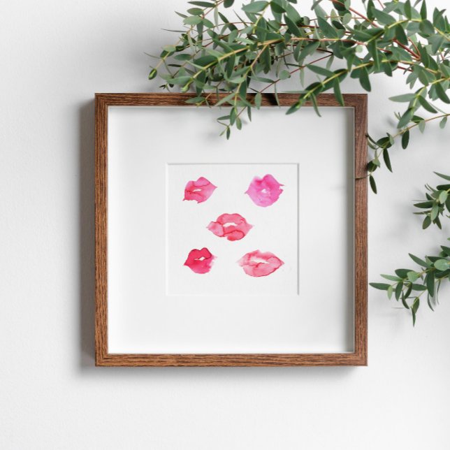 Poster Aquarelle rose lèvres maquillage marque (Créateur téléchargé)