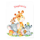 Aquarelle rose mignonne Safari Jungle Animaux