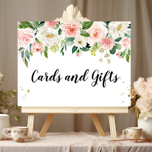 Poster Aquarelle rose moderne Beauté Fleurs et gouttes d'