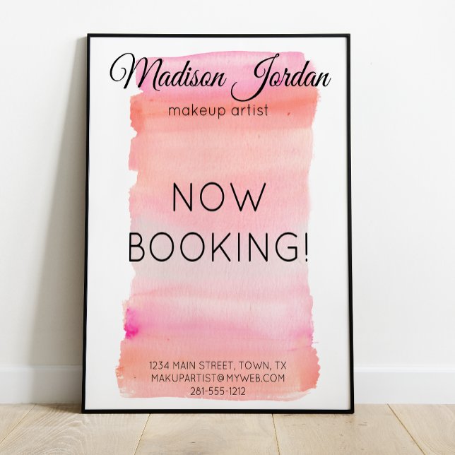 Poster Aquarelle rose moderne pointe (Créateur téléchargé)