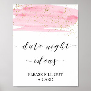 Poster Aquarelle rose & or Date Nuit Idées Signe
