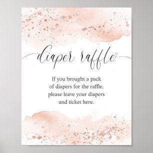Poster Aquarelle rose or rose fille Diaper logo de la lot