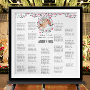 Poster Aquarelle rose Peony Mariage photo SeatingChart