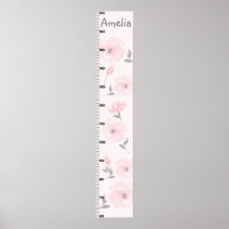 Poster Aquarelle Rose Pink Growth Chart Gardez à 8x44!