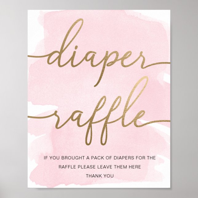 Poster Aquarelle rose Roulette dorée Raffle (Devant)