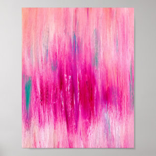 Poster Aquarelle rose verte Art moderne tendance
