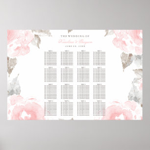 Poster Aquarelle rose vintage Rose Mariage Siège