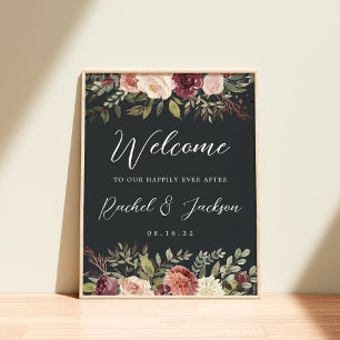 Poster Aquarelle Rustique Bloom Mariage Floral Bienvenue