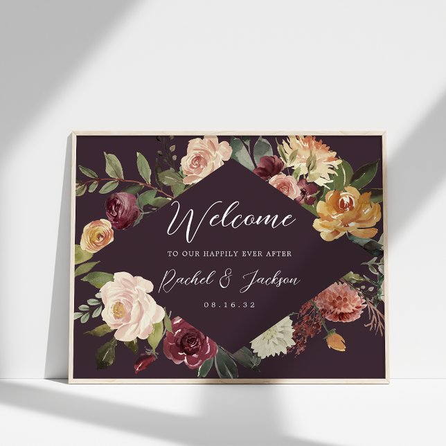 Poster Aquarelle Rustique Bloom Mariage Floral Bienvenue (Créateur téléchargé)