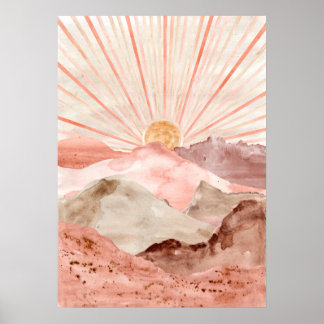 Poster Aquarelle Sables abstraits paysage désertique Mode