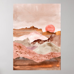 Poster Aquarelle Sables abstraits paysage désertique Mode