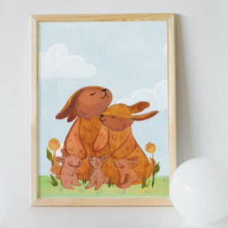 Poster Aquarelle Salle de soins infirmiers des lapins de