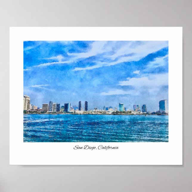 Poster Aquarelle San Diego California (Devant)