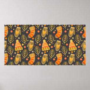 Poster Aquarelle sans couture motif nouvelle année, joyeu