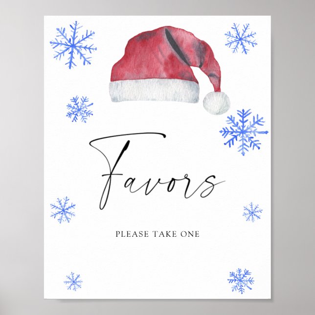 Poster Aquarelle santa chapeau rouge - Faveurs (Devant)