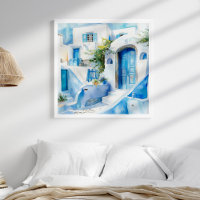 Aquarelle Santorin Méditerranée Travel Art