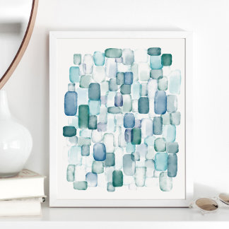 Poster Aquarelle Sea Glass Art Imprimer