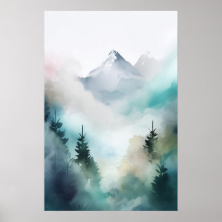 Poster Aquarelle Serene Mountain Art Abstrait Télécharger