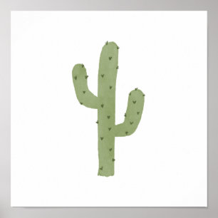 Poster Aquarelle simple Boho Cactus vert
