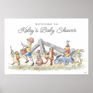 Poster Aquarelle simple Winnie le Baby shower de l'Oeil