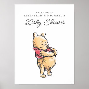 Poster Aquarelle simple Winnie le Baby shower de l'Oeil