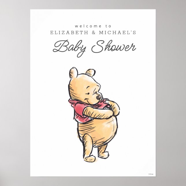 Poster Aquarelle simple Winnie le Baby shower de l'Oeil (Devant)