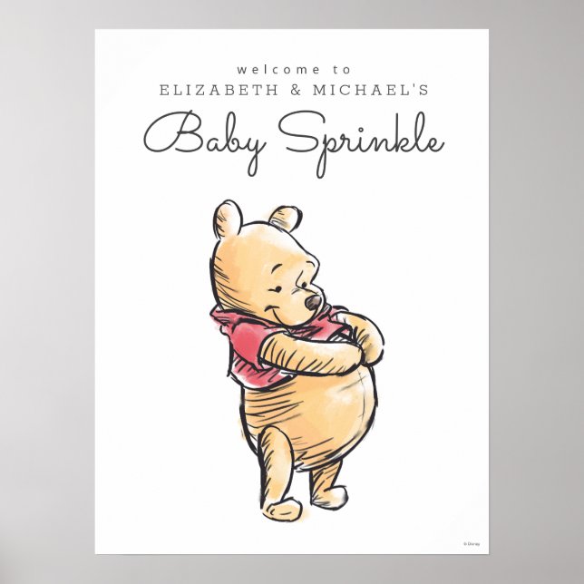 Poster Aquarelle simple Winnie the Pooh Baby Sprinkl (Devant)