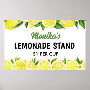 Poster Aquarelle Stand de citronnade personnalisé