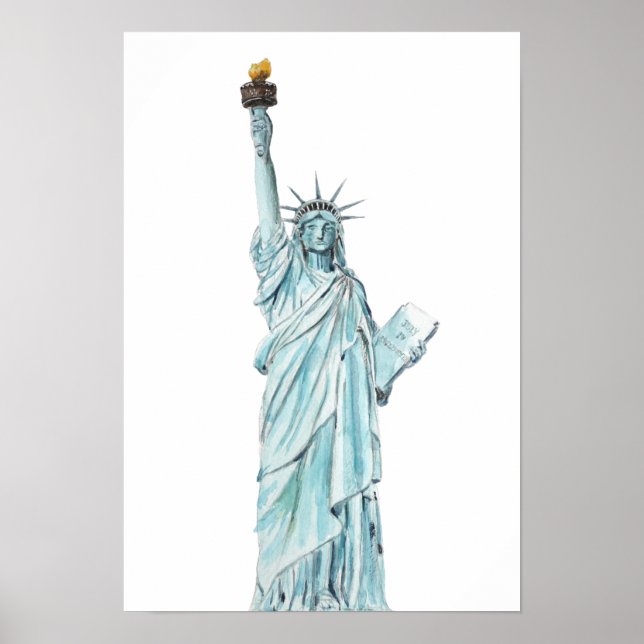 Poster Aquarelle Statue de la Liberté (Devant)