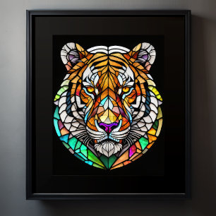 Poster Aquarelle Style Tigre de verre coloré 5:4