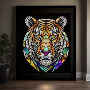 Poster Aquarelle Style Tigre de verre coloré 5:4