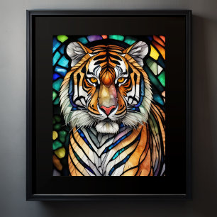 Poster Aquarelle Style Tigre de verre coloré 5:4