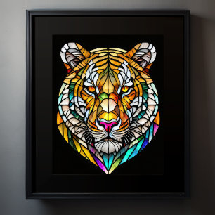 Poster Aquarelle Style Tigre de verre coloré 5:4