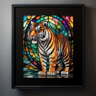Poster Aquarelle Style Tigre de verre coloré 5:4