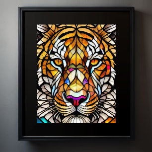 Poster Aquarelle Style Tigre de verre coloré 5:4