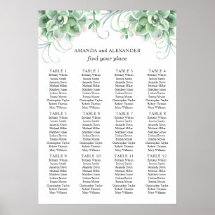 Poster Aquarelle succulente. Carte des sièges mariages Ca