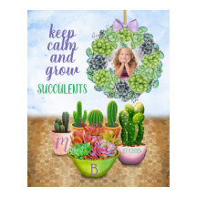 Aquarelle Succulente Wreath Cactus Monogramme Phot
