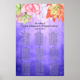 Poster Aquarelle Succulents Mariage pourpre Siège