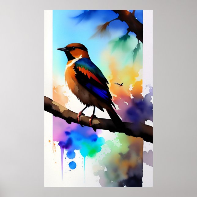 Poster Aquarelle sur branche (Devant)