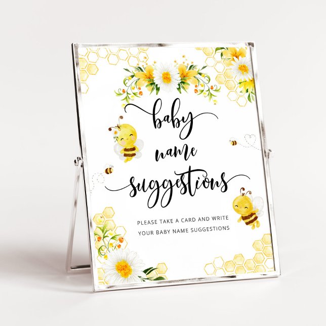 Poster Aquarelle Sweet little bee Baby name suggestions (Créateur téléchargé)