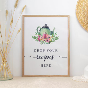 Poster Aquarelle Teapot Déposez Vos Recettes Ici Signe