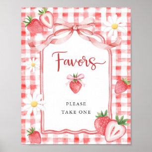 Poster Aquarelle tendance Baby shower fraise Faveurs