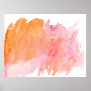 Poster Aquarelle texture rose orange