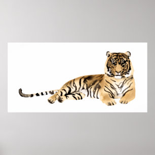 Poster Aquarelle Tiger Repose