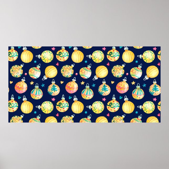 Poster Aquarelle transparente motif avec l'or brillant Ch (Devant)